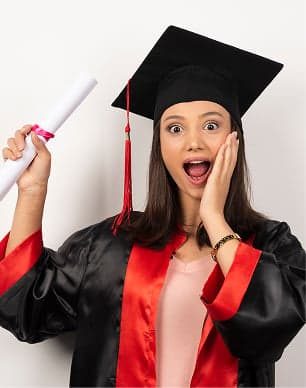 A student celebrating after a test
